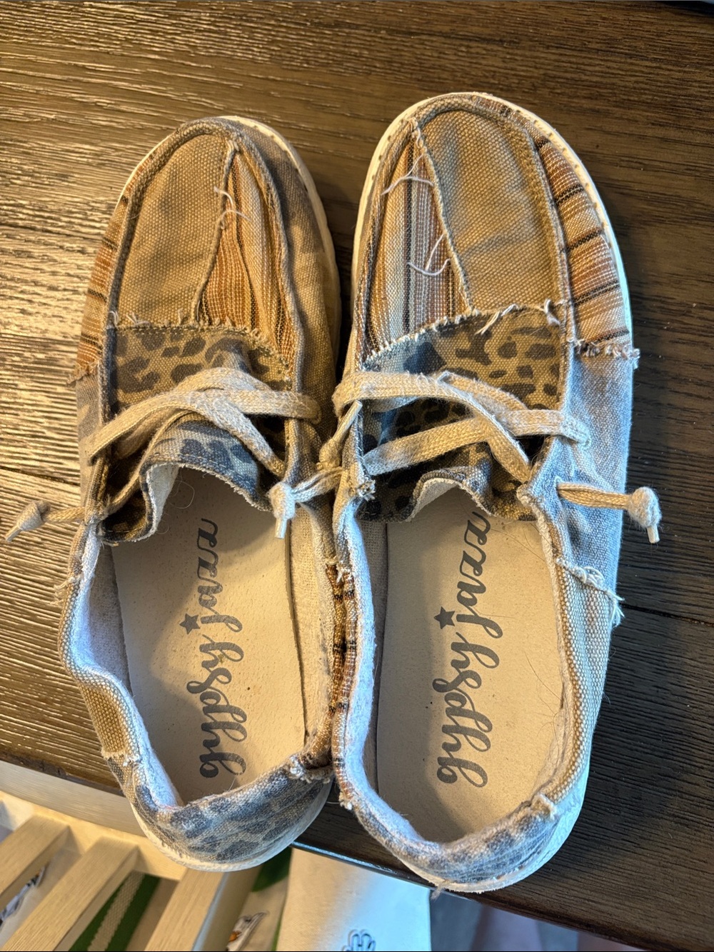Gypsy Jazz Women’s Tan Leopard-Accent Slip-On Moccasins